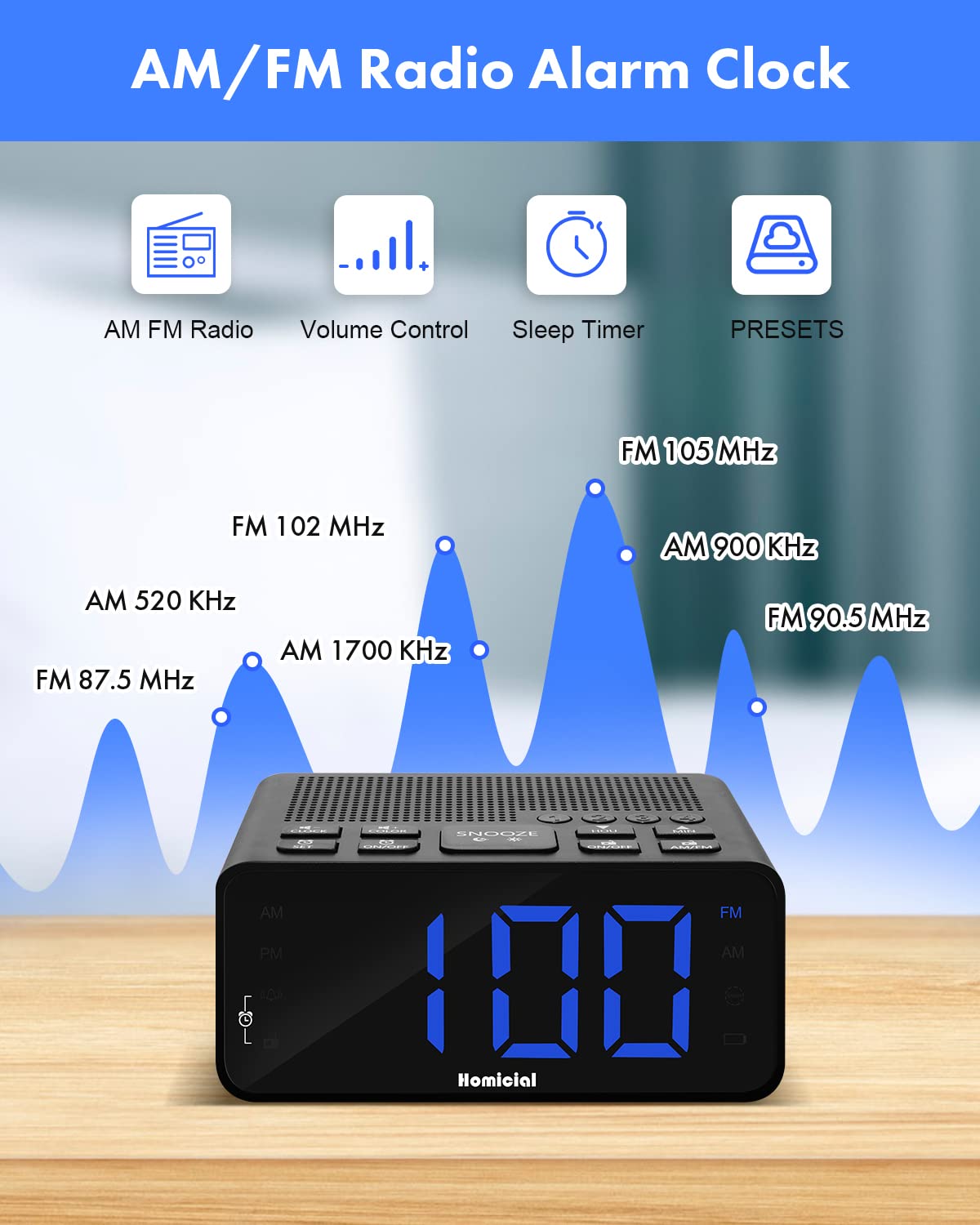 Homicial side view showing labeled buttons and intuitive controls for quick setup