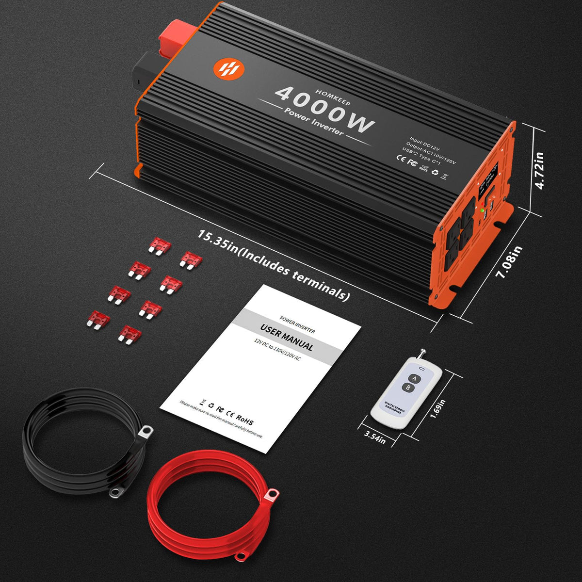Homkeep inverter installed in a vehicle for off-grid power