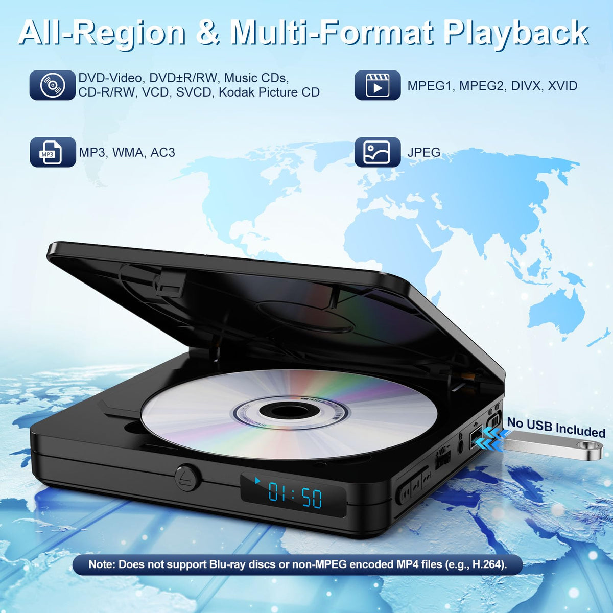 Homlab player beside a smartphone to show small size and easy storage benefit
