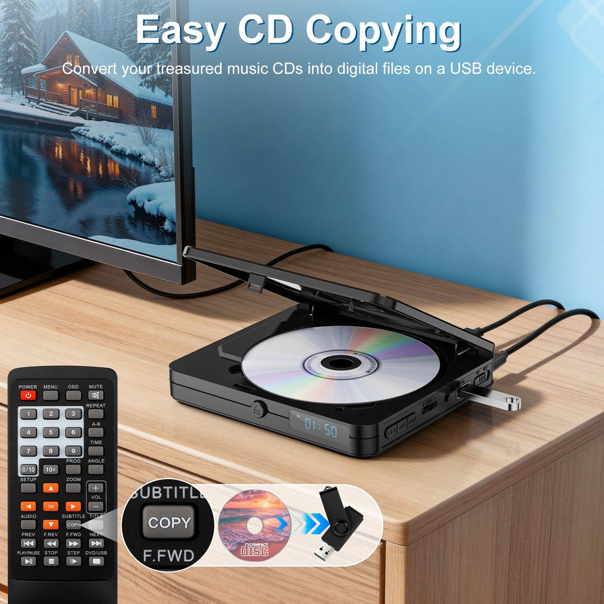 Homlab disc tray open close-up demonstrating quiet upgraded drive and reliable playback