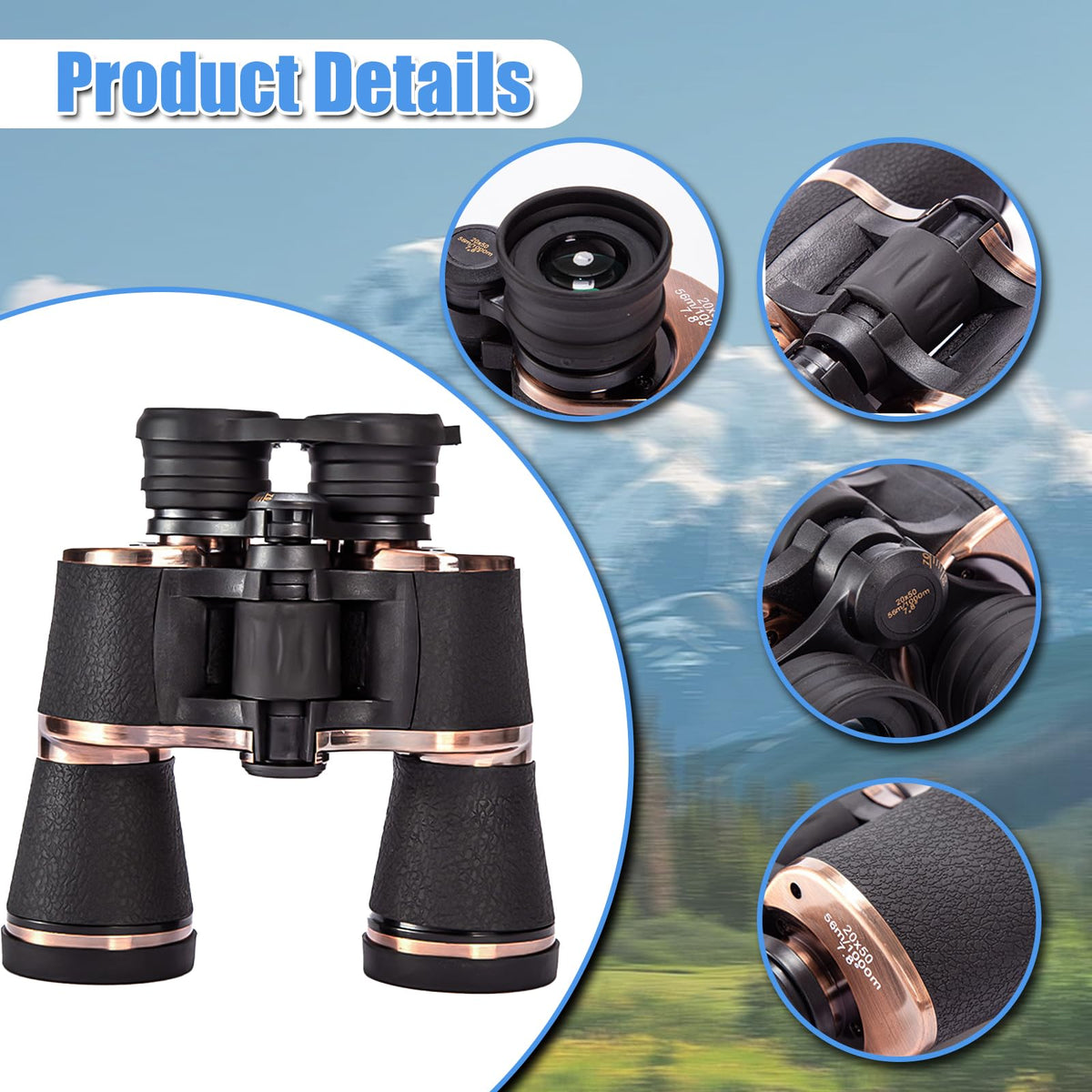 Homlume binoculars with built-in compass for field orientation.