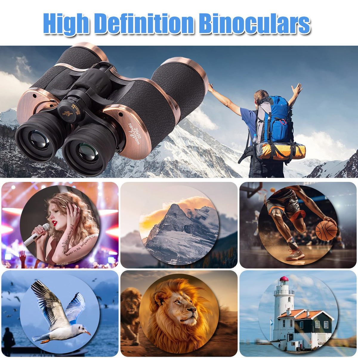 Homlume lightweight binoculars fit easily in a backpack.