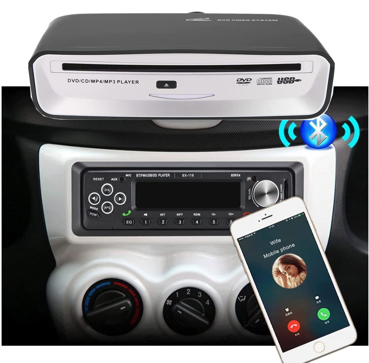 Honboom package contents show a compact kit ready for car use.