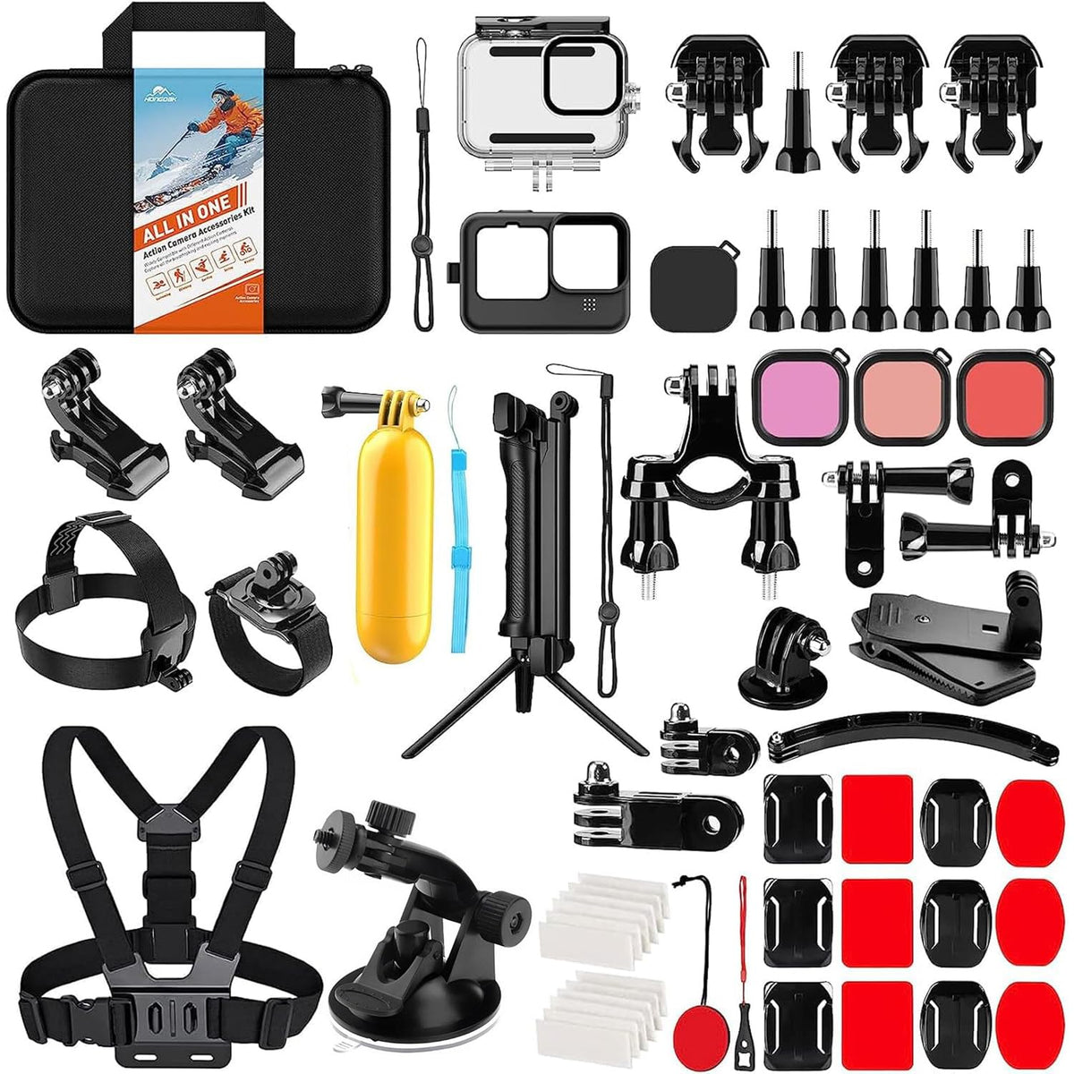 HONGDAK kit front layout showing complete 63-in-1 set and easy transport