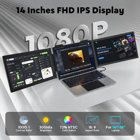 HONGO dual-monitor workspace setup boosts multitasking on the go.