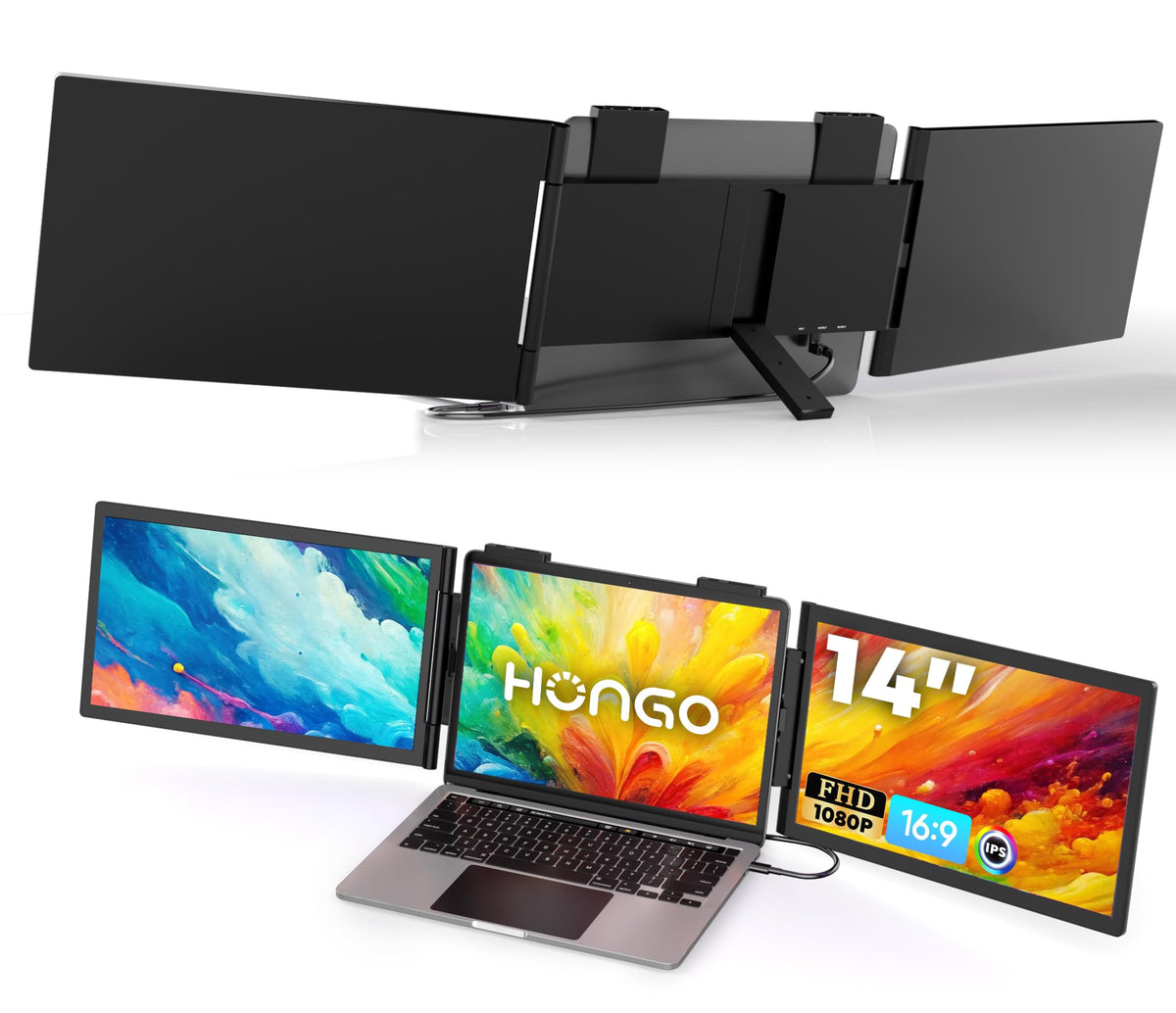 HONGO Laptop Screen Extender folded for easy storage and travel efficiency.