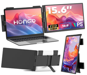 HONGO laptop screen extender setup on a 15.6-inch laptop for multitasking