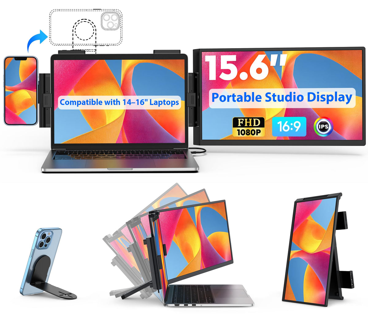 HONGO Portable Studio Display with crisp 15.6-inch visuals for multitasking on the go.