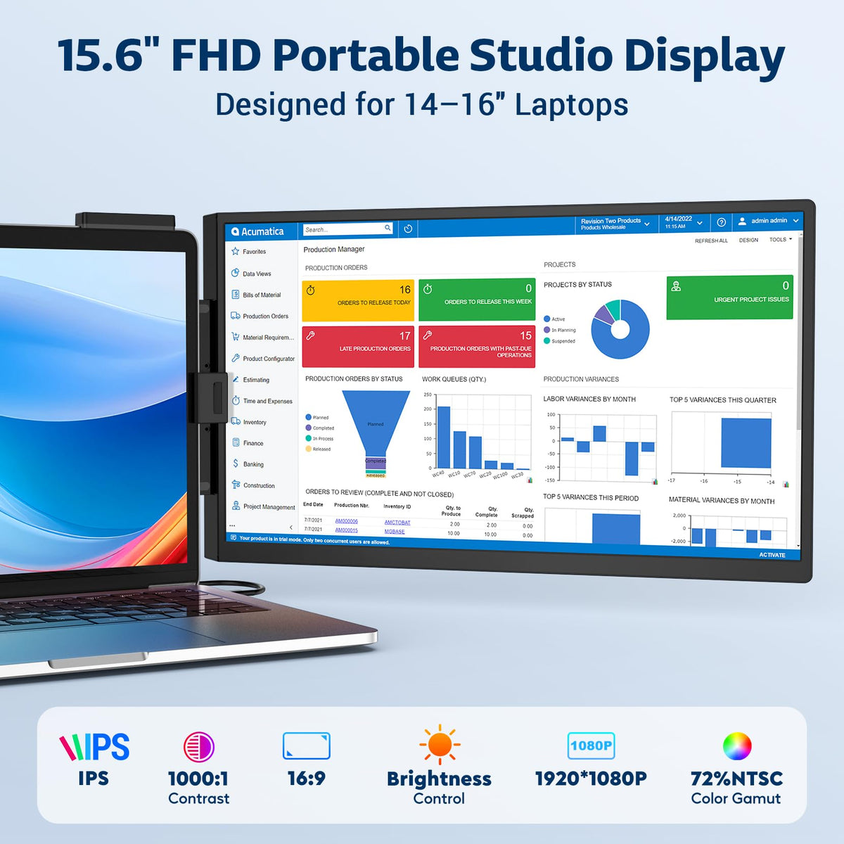 HONGO travel-ready monitor folds flat for on‑the‑go collaboration.