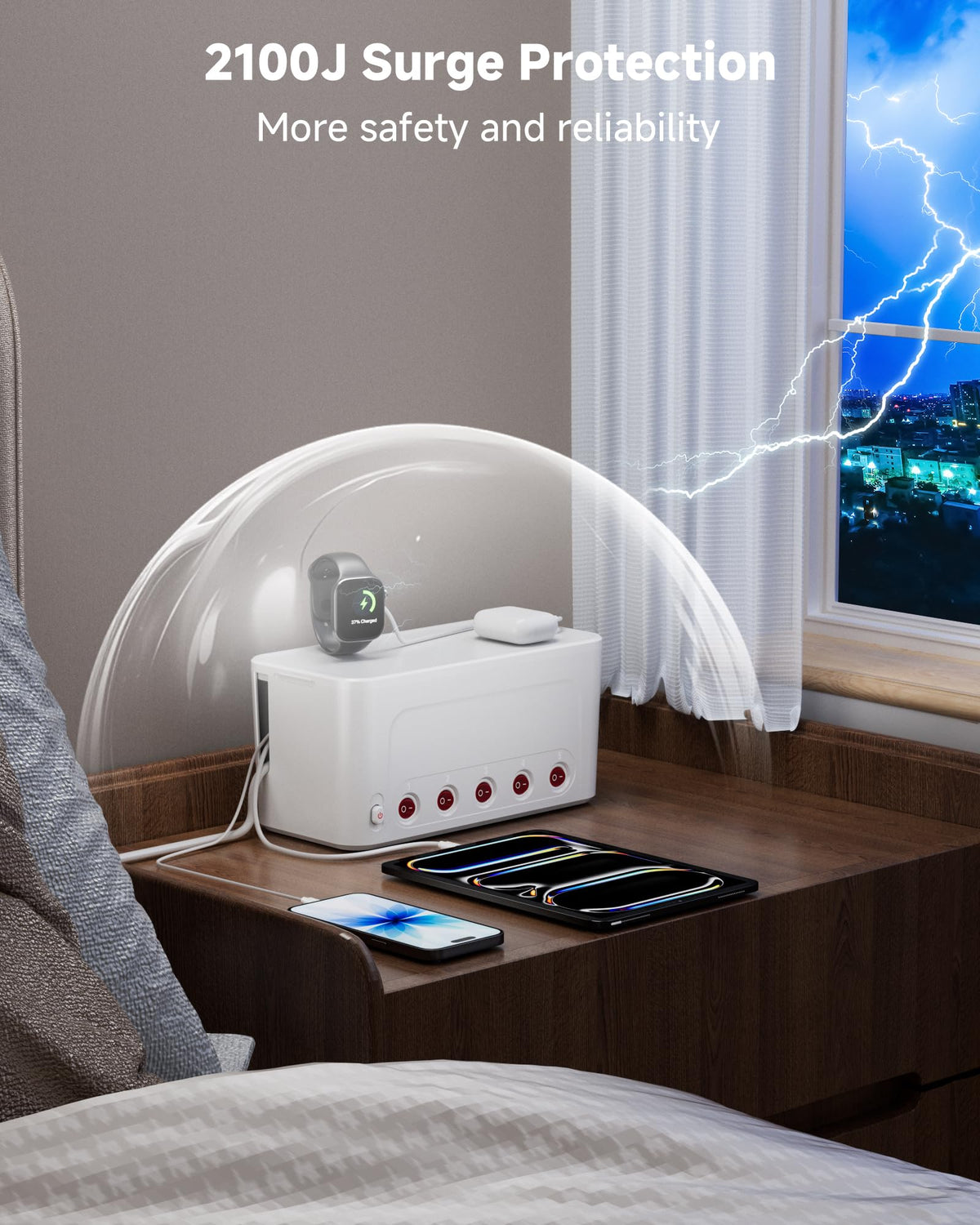 HoniHom mounted under desk demonstrating secure, out-of-sight cable protection