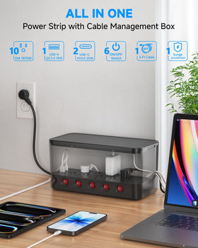 HoniHom open cable box with power strip inside for neat wiring