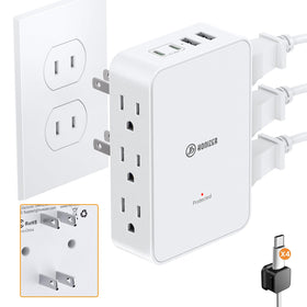HONIZER 2 prong to 3 prong adapter plugged into wall outlet for safer power