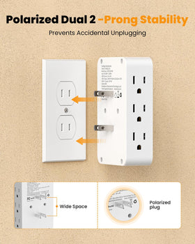 HONIZER six AC outlets side ports powering multiple devices at once