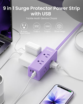 HONIZER close up of USB‑C, USB‑A ports and lighted switch for convenient charging control