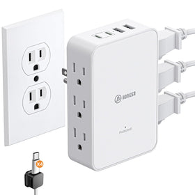 HONIZER outlet with six AC ports and PD USB-C for fast charging.