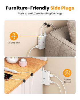 HONIZER three-sided design enables slim furniture placement and easy cord access.