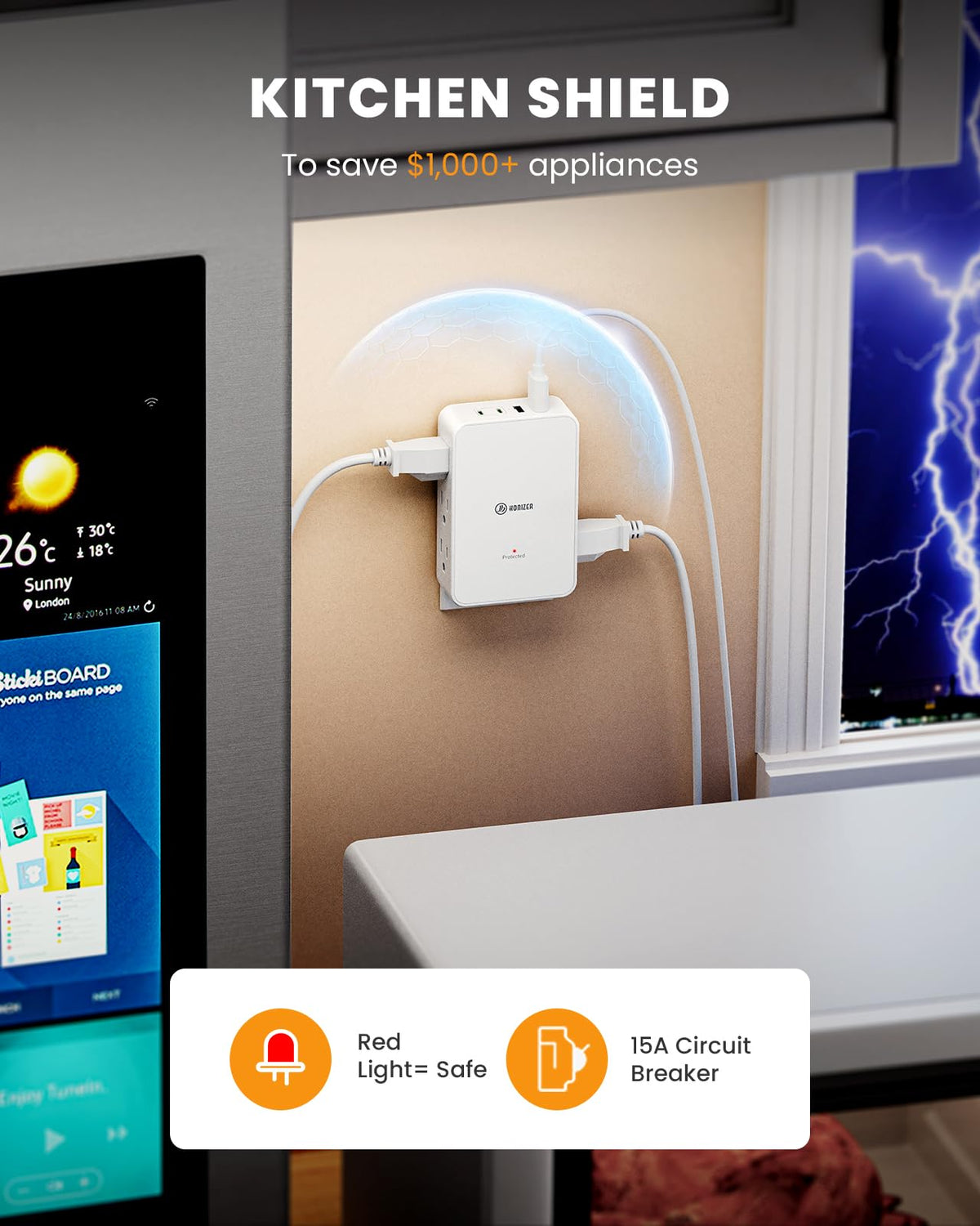 HONIZER USB-A ports provide convenient charging for accessories