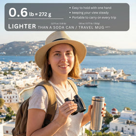 Hontry secured on neck strap for hands-free carrying and quick access