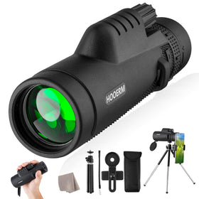 Hooerm monocular front view showing compact body and controls, for easy field use