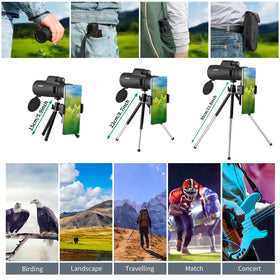 Hooerm monocular with smartphone attached capturing distant subjects hands-free