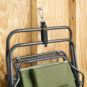 Hook n Hang hose strap organizing a gardenhose neatly