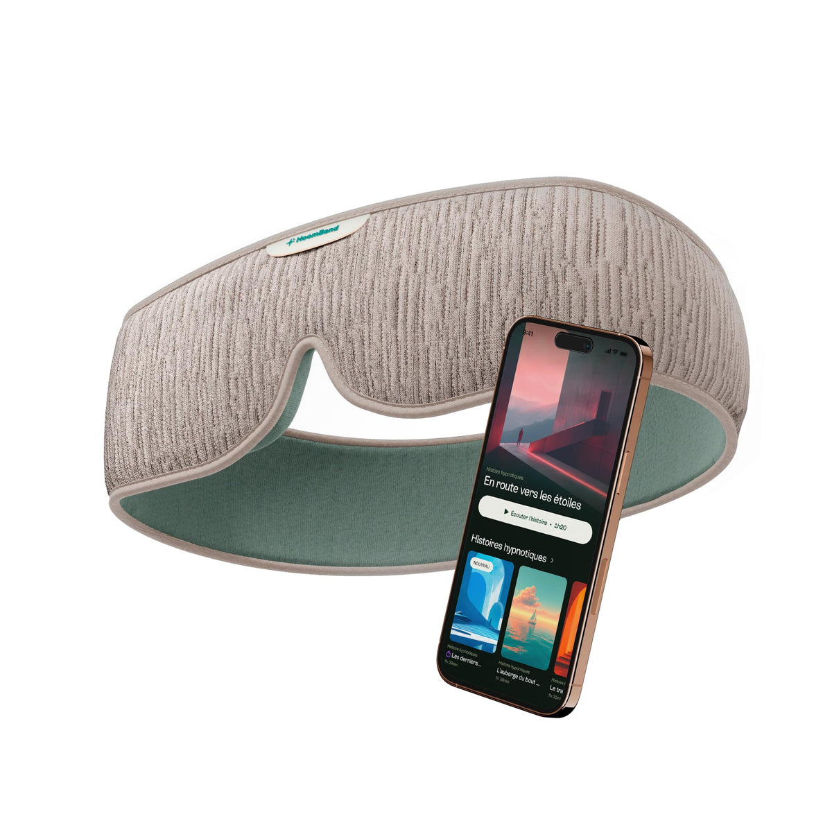 HoomBand Ultimate headband worn for sleep with slim wireless headphones for comfort