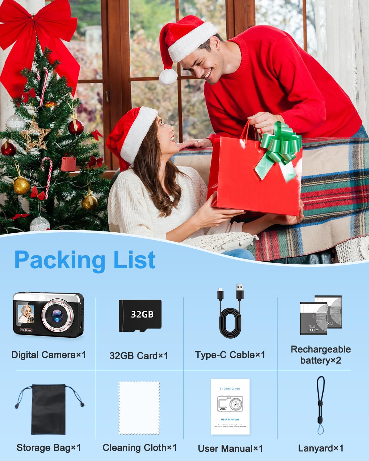 Hoorola 5K camera black compact kit for travel and daily use.