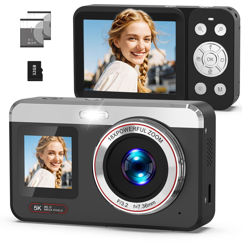 Hoorola 5K camera front selfie screen helps you frame perfect solo vlogs.