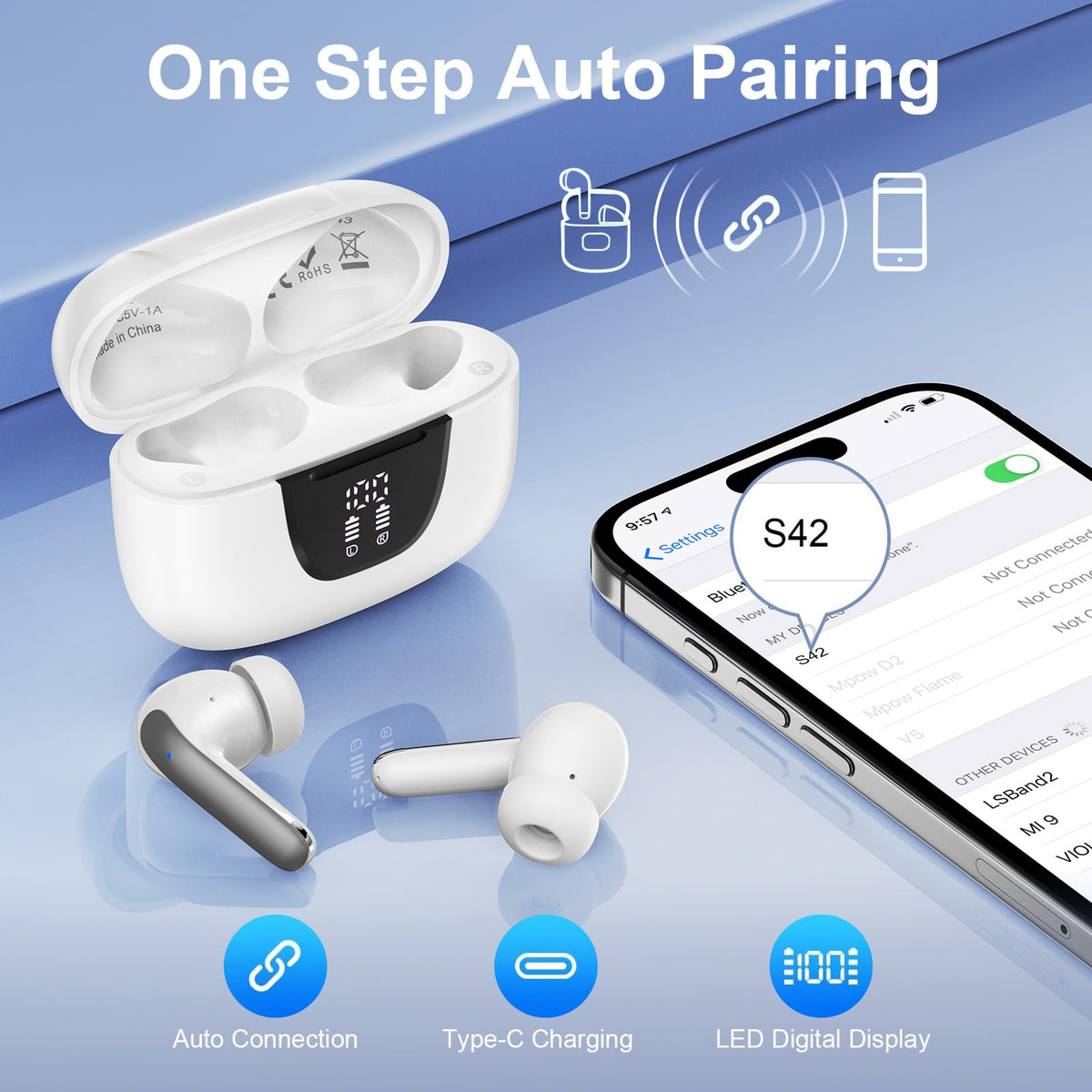 HOOTEK earbuds with 13mm drivers for deep bass and clear highs