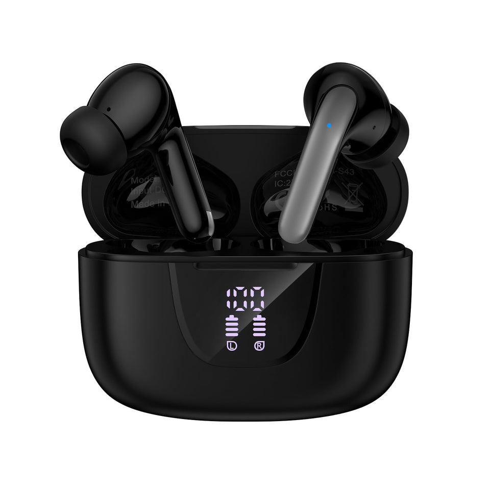 HOOTEK earbuds with LED display charging case for easy battery monitoring on the go