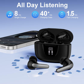 HOOTEK earbuds connected to a laptop for seamless PC audio