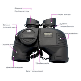 Hooway 7x50 HD binoculars weather-sealed body withstands marine use.