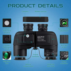 HOOWAY binoculars ready for on-deck use over rough seas.