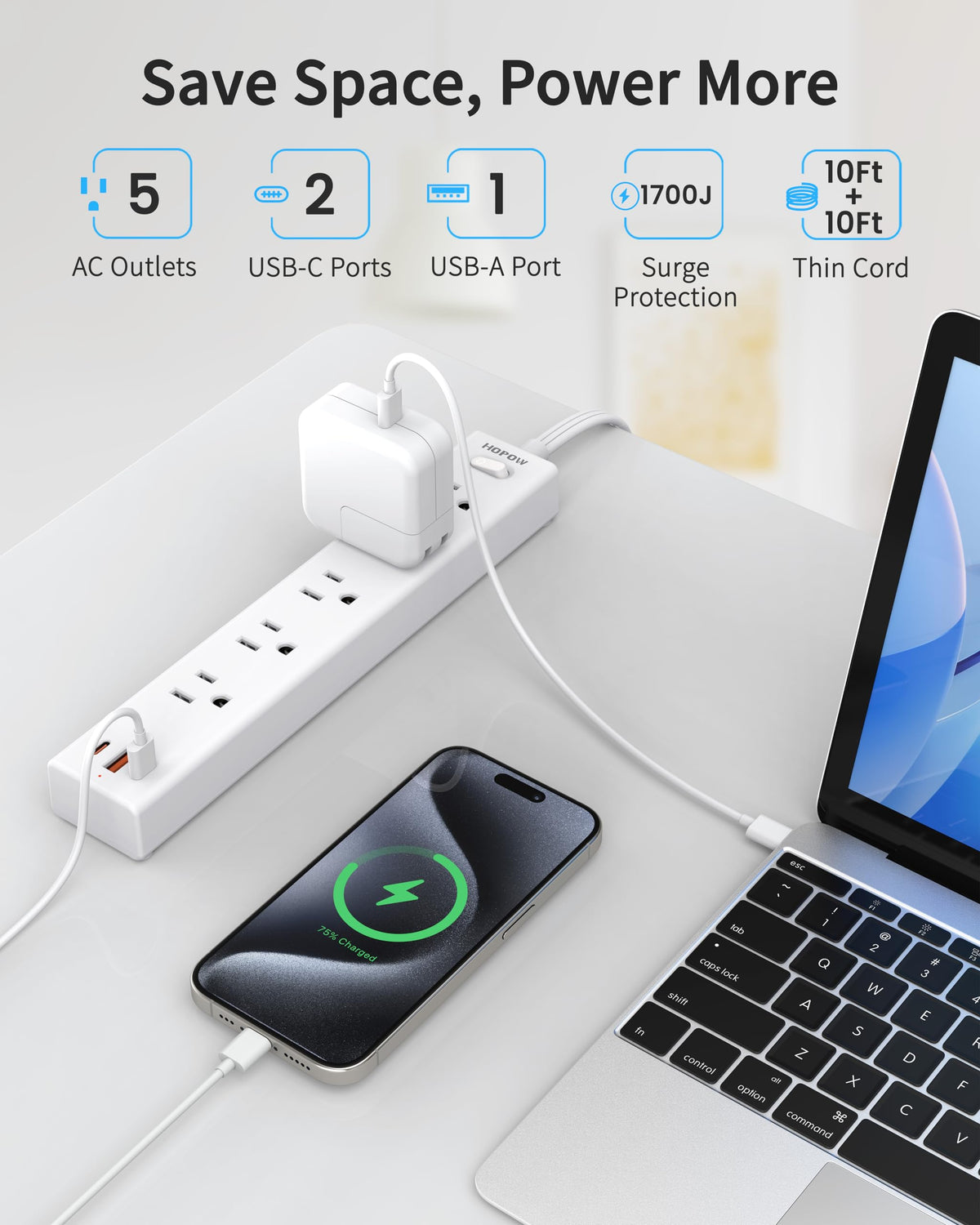 HOPOW thin 10ft cable running under a rug for hidden, low-profile routing