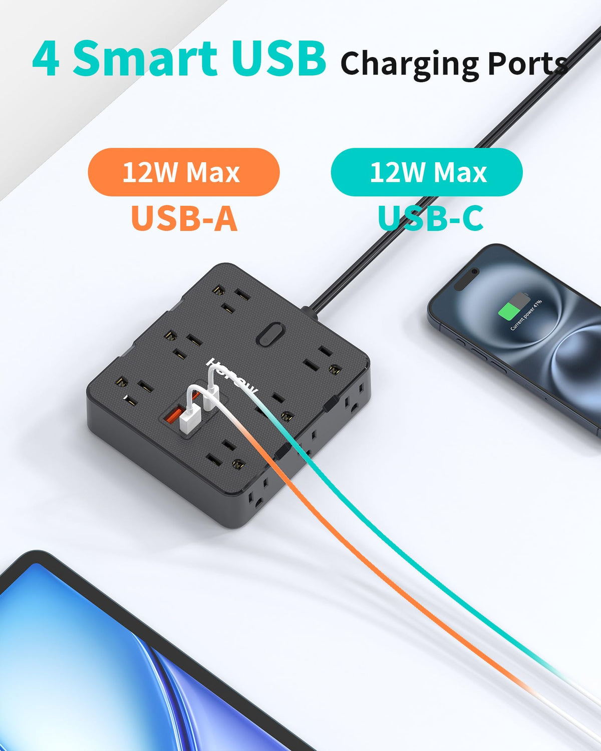 HOPOW 1700J surge protection guards electronics from power surges.