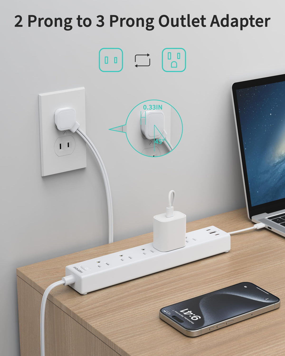 HOPOW surge protection rated 1700 Joules protects connected devices