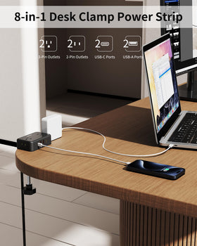 HOPOW closeup of USB‑C and AC outlets highlighting fast, smart charging