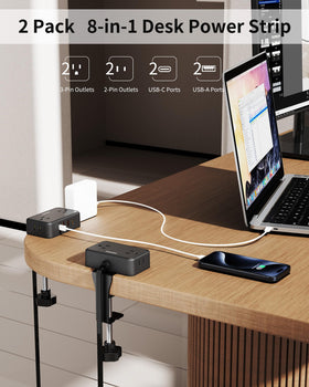 HOPOW close-up of USB ports and AC outlets highlighting smart charging convenience