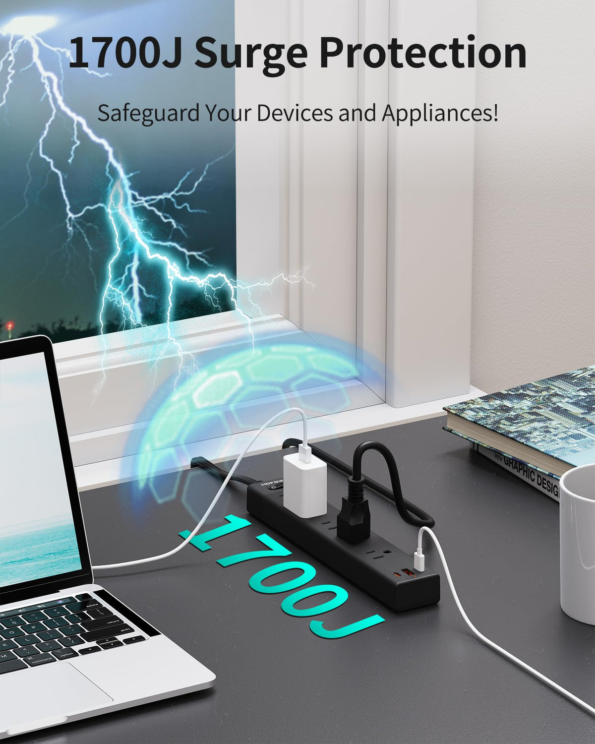 HOPOW dorm and office setup is simplified with compact charging hub.