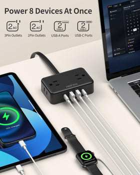 HOPOW eight-in-one outlet powers multiple devices from a single outlet.