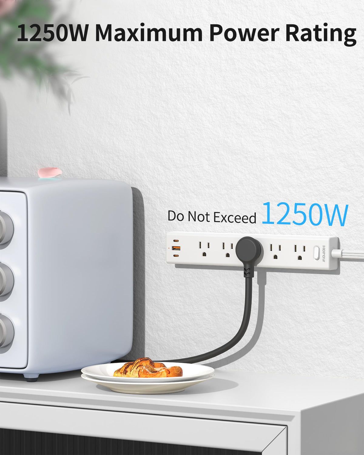 HOPOW close-up of flat 45° plug saving wall space and preventing blockage