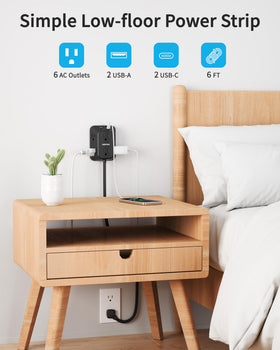 HOPOW flat plug compact design saves space behind furniture and desks