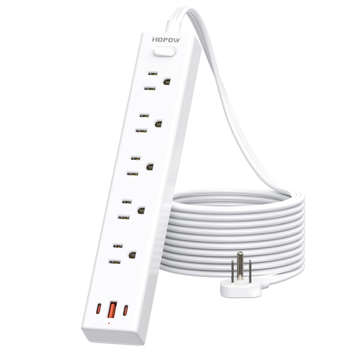 HOPOW flat plug power strip with slim wall access