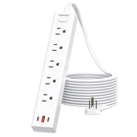 HOPOW flat plug power strip with slim wall access