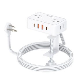 HOPOW front mounted power strip showing outlets and USB ports for tidy charging