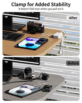 HOPOW mounted in home office freeing desktop area and improving access