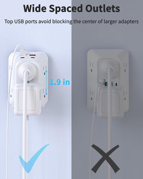 HOPOW outlet extender compact travel design fits backpacks and luggage.