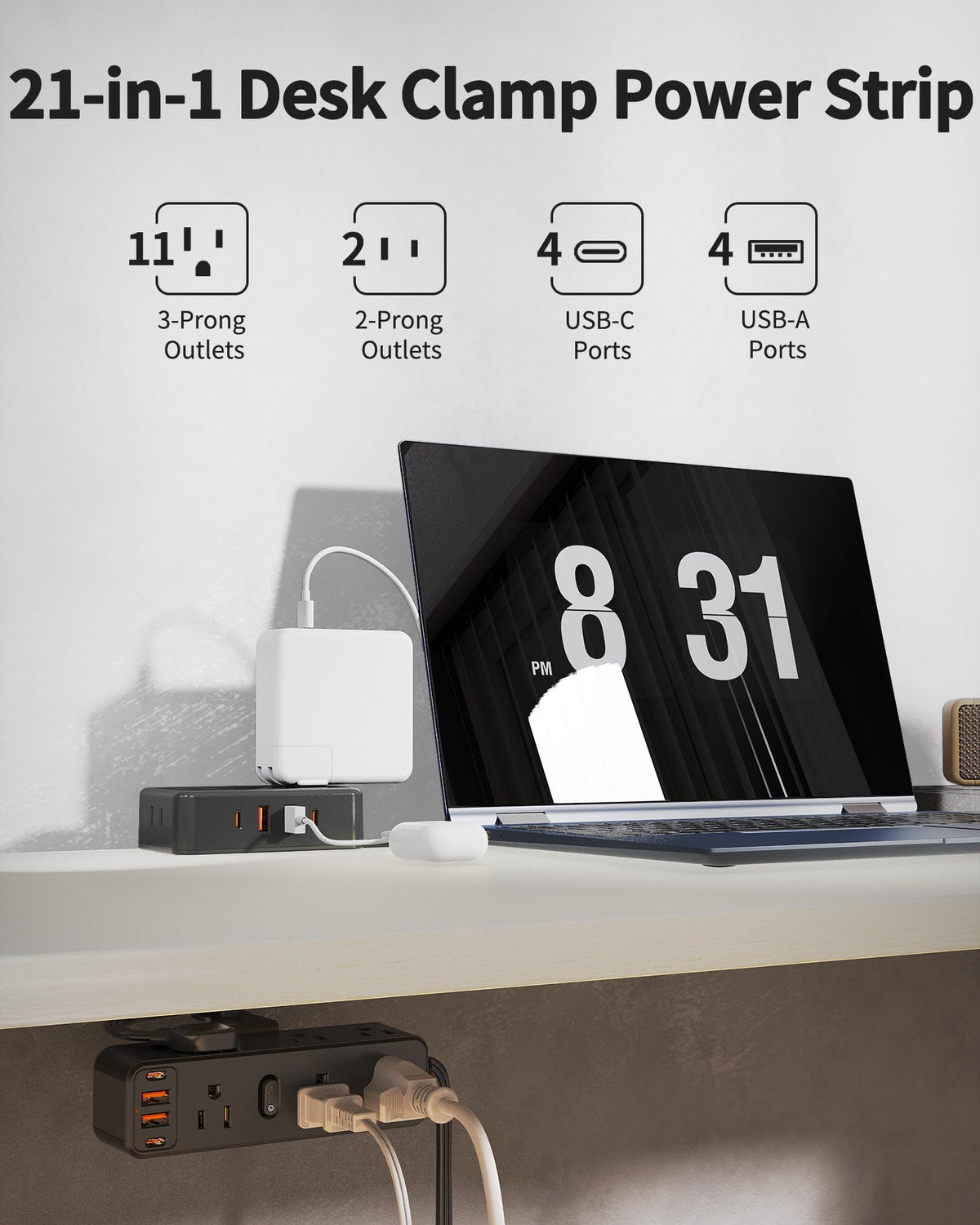 HOPOW top strip detached and portable for travel and flexible charging