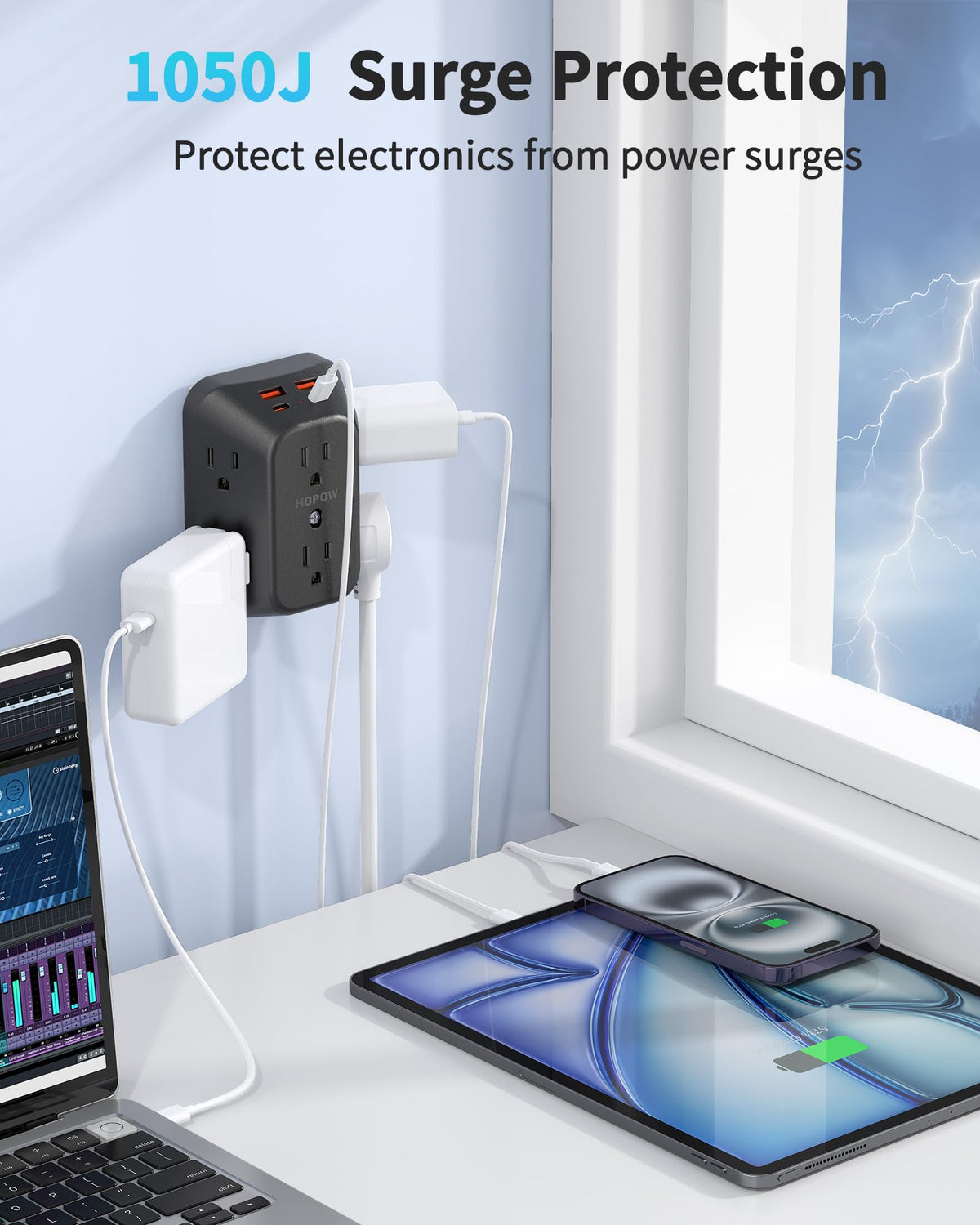 HOPOW travel-friendly design suits dorms and offices for organized charging.