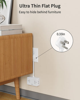 HOPOW USB outlet extender with USB-C and USB-A ports for fast charging.